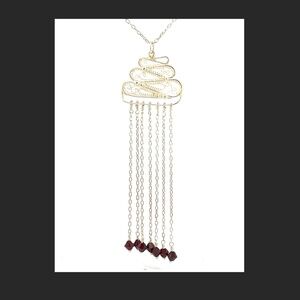Filigree Fringe Necklace Sterling Silver and Swarovski